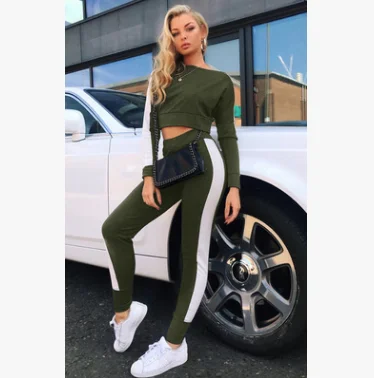 

2020 Autumn And Winter Casual Sexy Stitching Long-Sleeved Ladies Suit Plus Size Women'S Sportswear