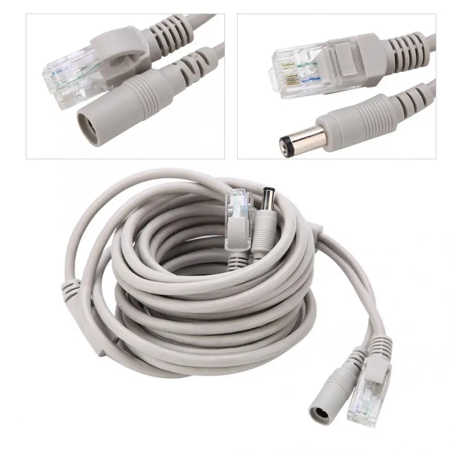 5 м/10 м/15 м/20 м RJ45+ DC Ethernet CCTV кабель для ip-камер система NVR 10 Мбит/с/100 Мбит/с