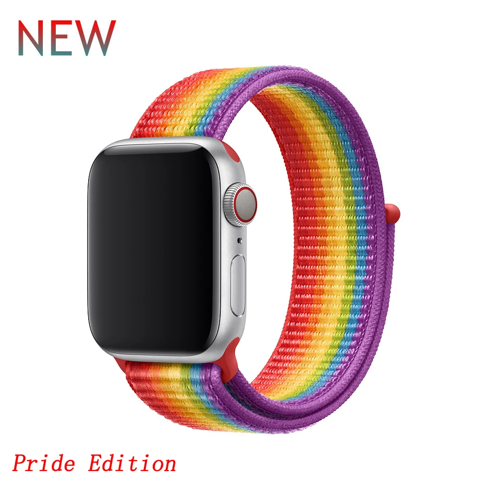Pride Edition Нейлоновый ремешок для apple watch 5 4 band correa apple watch 44 мм 42 мм 40 мм 38 мм iwatch 5 4 3 2 1 цветной браслет - Цвет ремешка: Pride Edition