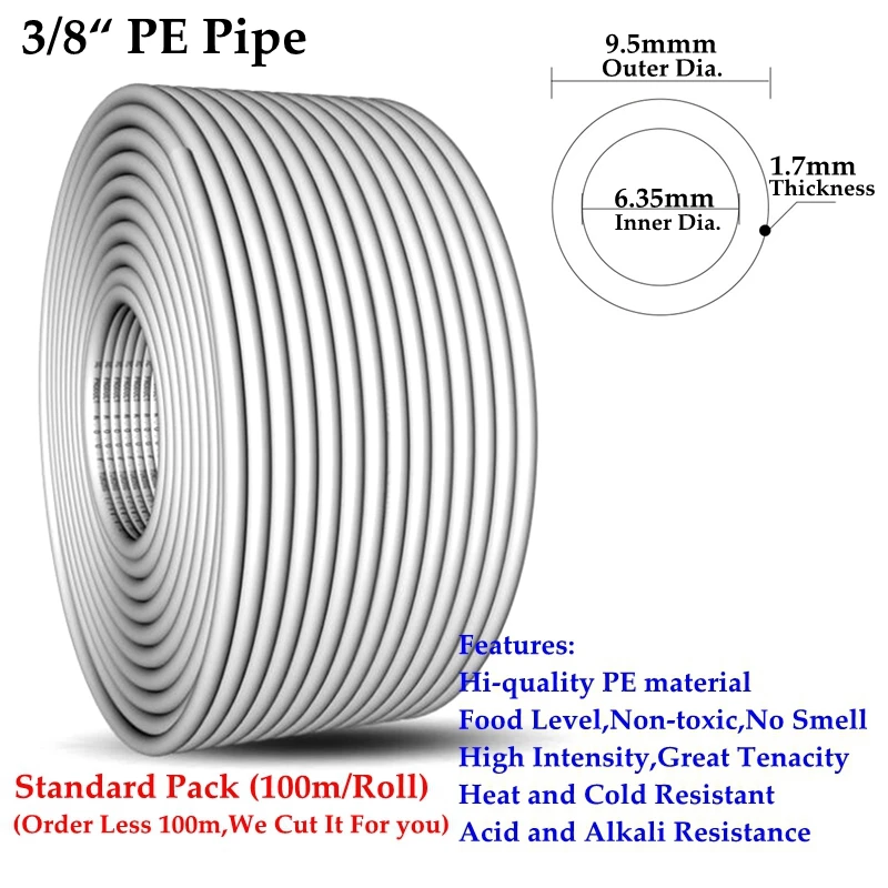 Plastic Tube 1/4" 3/8" PE Food Grade Water Purifier
