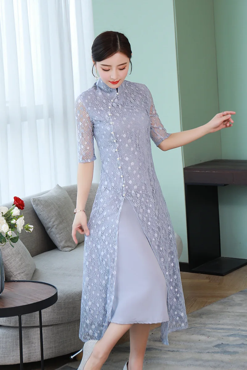 Китайское кружево qipao aodai Cheongsam женские платья
