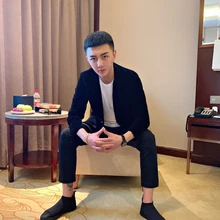 2021 Autumn and Winter New Men's Golden Velvet Lapel Suit Jacket Slim Fashion Joker Jacket