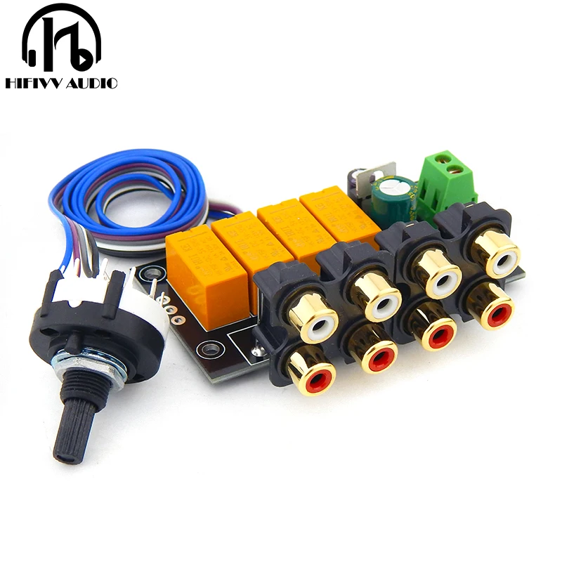 4 ways select 1 output of Input Signal Selector Relay Board Audio Stereo Signal Switching