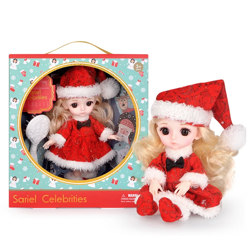 

16cm Christmas Dolls with Clothes Accessories 13 Movable Jointed Body BJD Baby Girls Dress Dolls Toy For Girl Gifts with Box