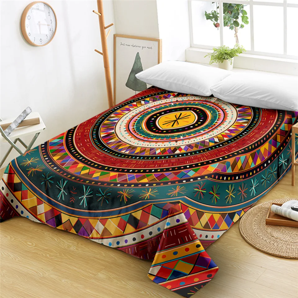 1 BeddingOutlet ацтекский плоский лист микрофибра Африканское покрывало фольклорное племя круги простыня Этническая красочное постельное белье 1 шт - Цвет: 1