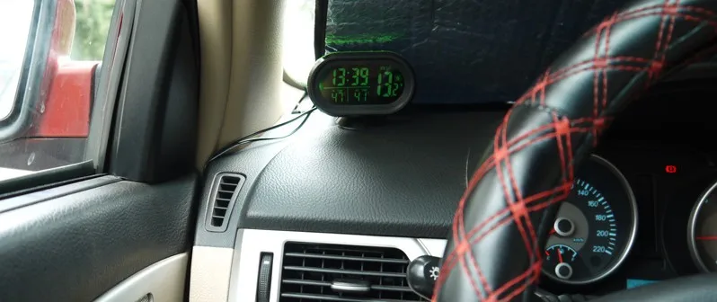 12 V-24 V показывает дату и время двойной Температура Автоматический цифровой автомобильный термометр Напряжение метр монитор с светящимся циферблатом