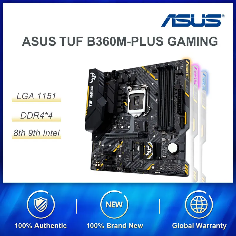 Материнская плата ASUS B360M-PLUS GAMING Intel LGA 1151 для настольных ПК для процессоров 8-го и 9-го поколения, максимальная поддержка 32 Гб оперативной памяти DDR4