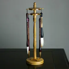 Suporte de caneta pincel chinês, suporte de canetas para estudo, quatro tesouros, caligrafia chinesa, disco redondo com 11 cabides