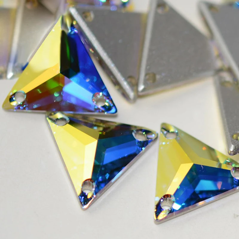T riangle Strass плоская задняя сторона с отверстиями стеклянные кристаллы стразы для