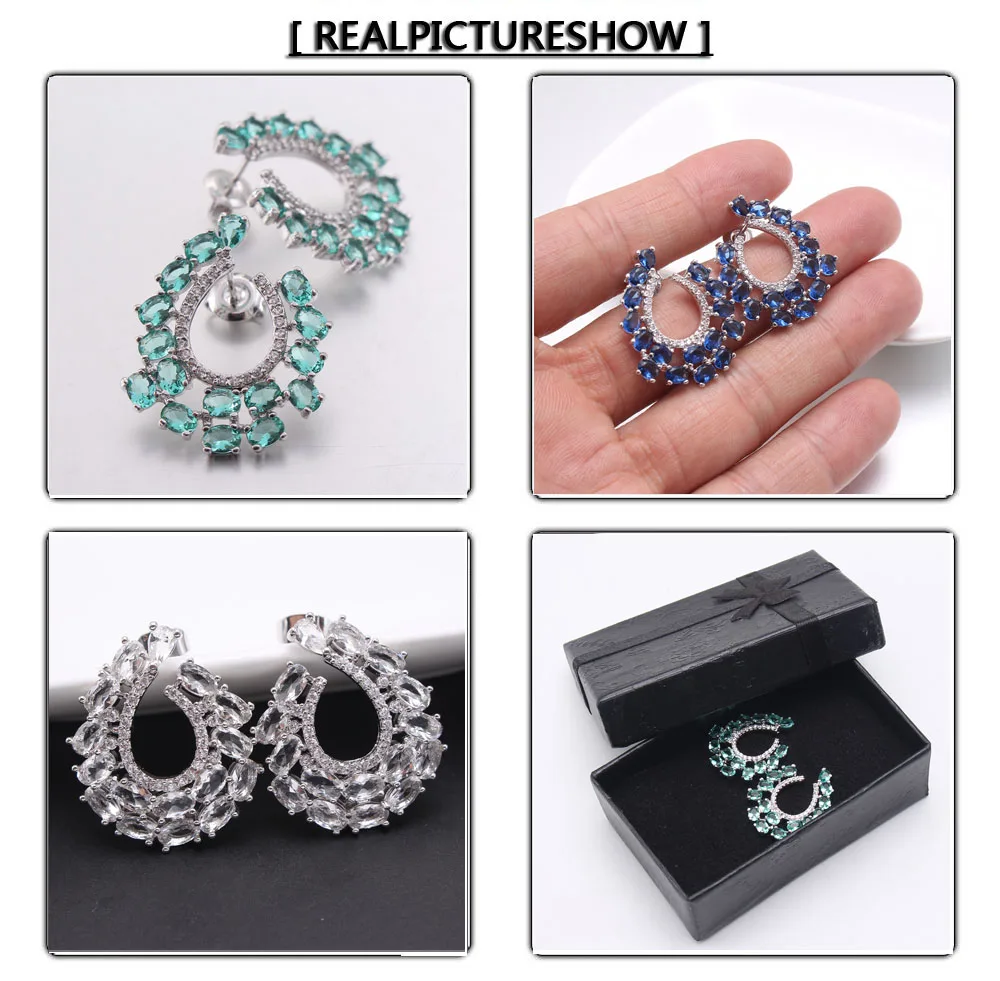 MHS. SUN, модные серьги, новинка, серьги для девушек, Роскошные, голубой/белый циркон, серьги-гвоздики для женщин, свадебные ювелирные изделия, серьги Brincos