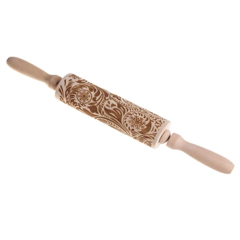 

Christmas Embossing Rolling Pin Baking Cookies Noodle Biscuit Fondant Cake Dough Engraved Roller Reindeer Snowflake
