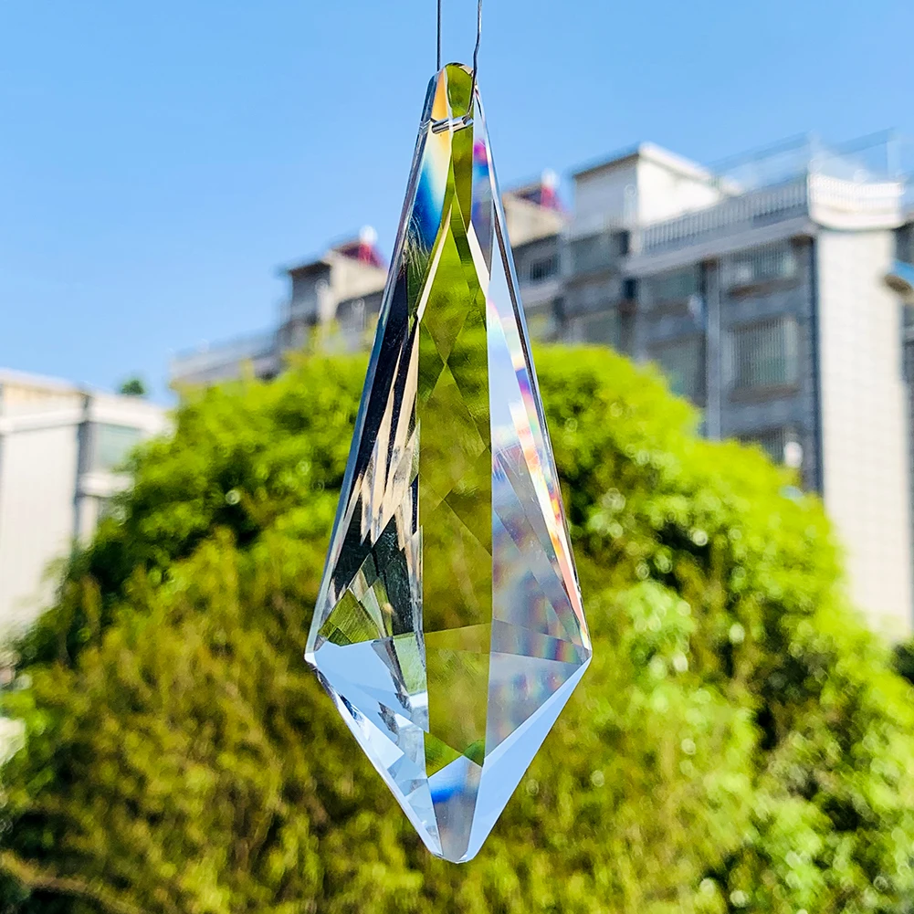 120mm Long Horn Clear Crystal Prism Chandelier Parts Hanging Suncatcher Pendant Rainbow Maker DIY Home Wedding Decor Accessories crystal sun catcher