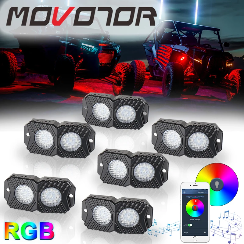 6 Pods RGB Led Rock Light Kit Bluetooth управление жгут проводов и переключатель внедорожные лампы для внедорожников 4WD ATV UTE автомобили, грузовики