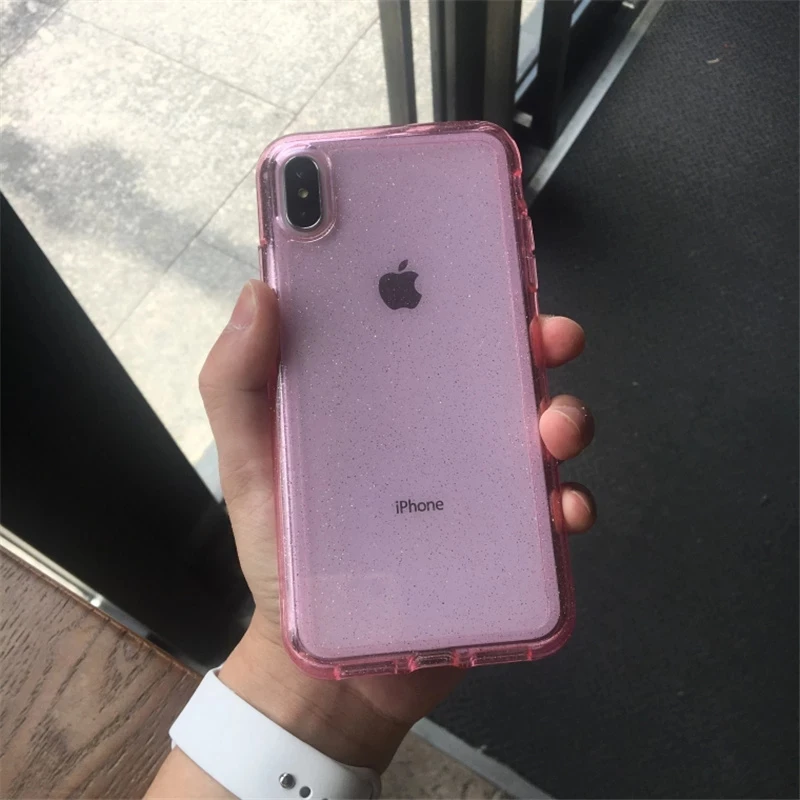 New Bling glitter Transparent armor Case For iphone 11 13 12 Pro Max X XR XSMax XS 7 8 Plus SE2 hard PC cover Protective shell