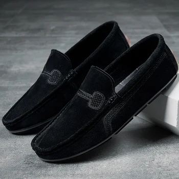 

Hot Men Loafers Leather Driving Boat Outdoor Slip-on Black Comfortable Male Big Size 48 Men Casual Shoes Flats Moccasin