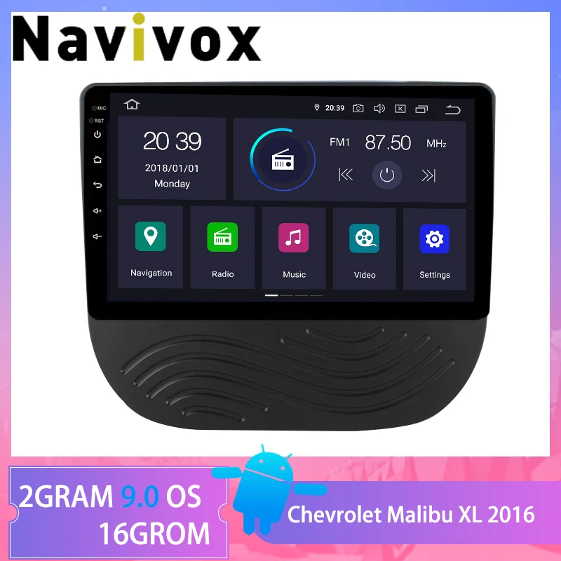 

Navivox 9 inch Android 9.0 Radio GPS Navigation System for 2016 2017 2018 Chevrolet Malibu XL Radio GPS Navigation