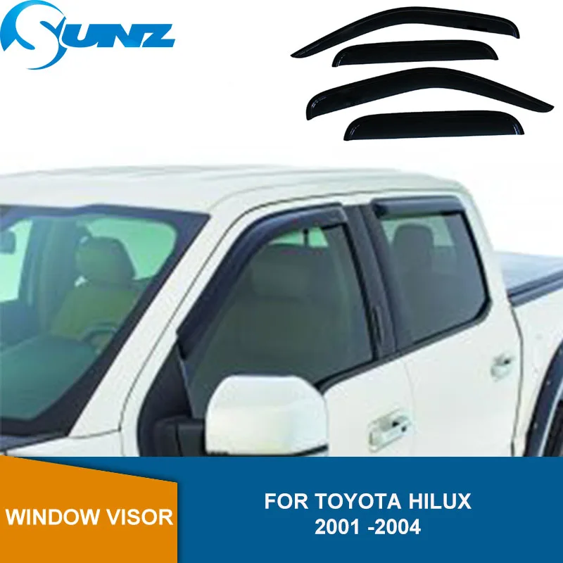 Side Window Deflectors For Toyota Hilux 2001 2002 2003 2004 Black Acrylic Double Cab Wind Shields Sun Rain Deflector Guards SUNZ |