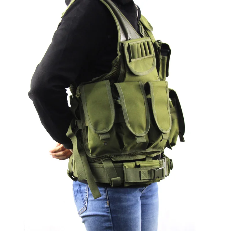 Военный тактический жилет Molle Pouch Combat Camouflage Vest Регулируемый Пейнтбол страйкбол штурмовой жилет с кобурой