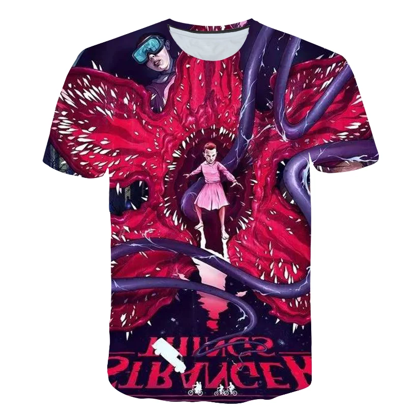 new Stranger Things Upside Down Graphic T Shirt Women Harajuku Anime T-shirt Ullzang Funny Cartoon Tshirt 90s Top Tees Female | Мужская