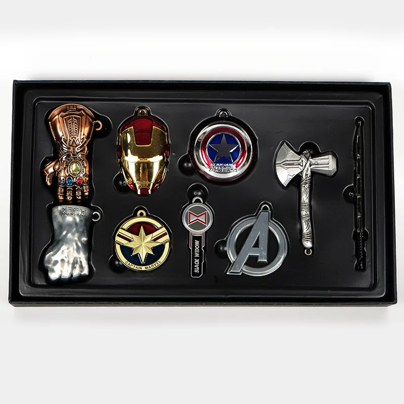 

Avengers Thor Stormbreaker Keychain Captain America Marvel Iron Man Hulk Black Widow Thanos Gloves Key Chains Keyring Figure Toy