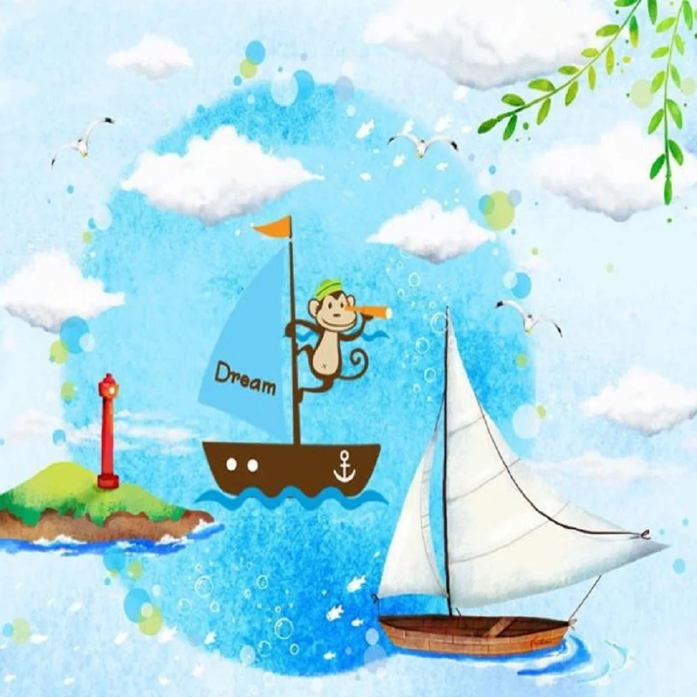 Monkey Seek Dream Boating In The Sea Wall Decal Zooyoo7043 Adesivo Decorativo De Parede Adesivo Da Parete In Pvc Rimovibile 4.0