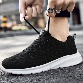 

Fashion Men Shoes Breathable Lightweight Mesh Shoes Men Lace Up Soft Classic Men Sneakers Running Footweat Big Size Hot Sale