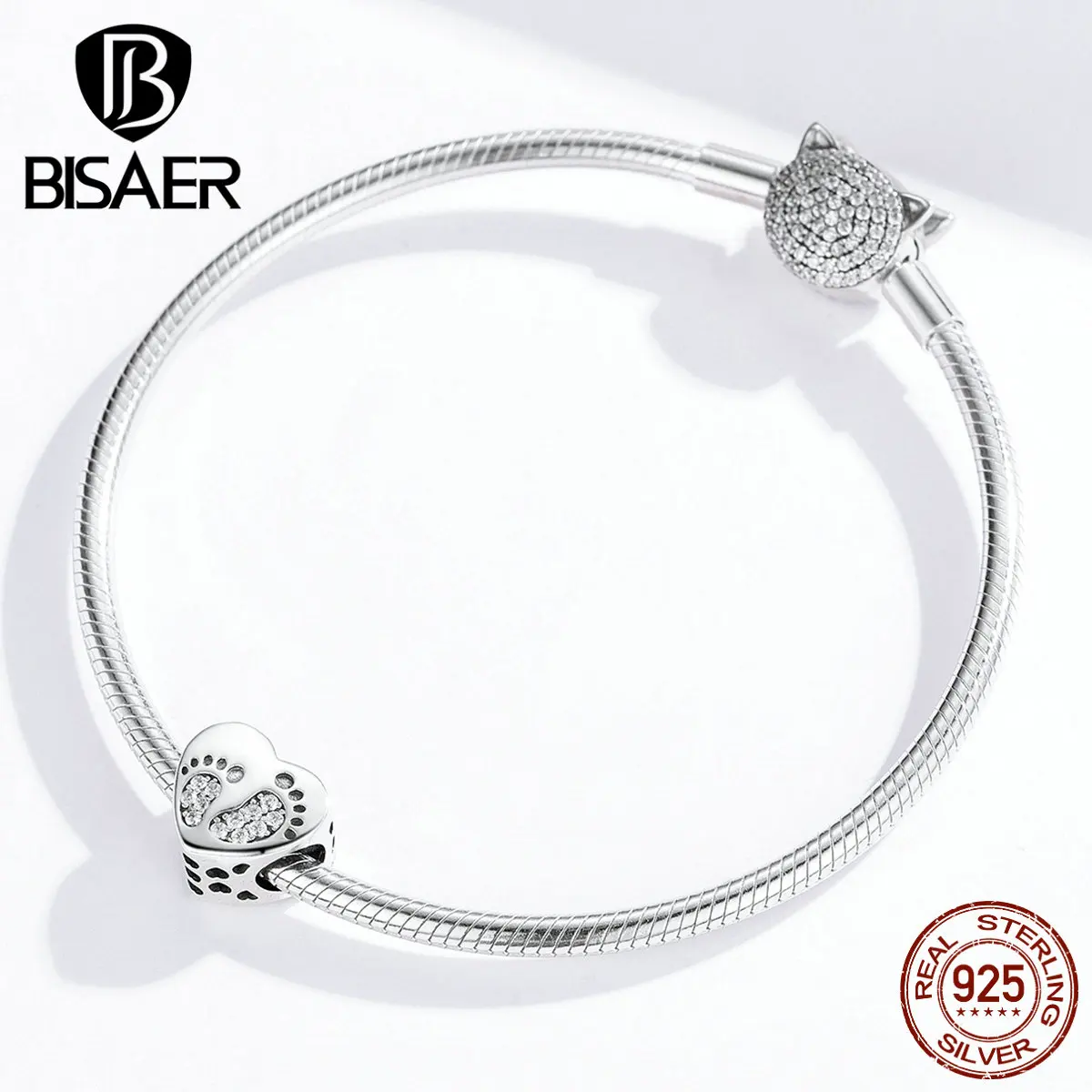 С детскими следами BISAER 925 пробы серебро я люблю тебя мой ребенок талисманы следы бусины подходят для детей Браслеты DIY Ювелирные изделия ECC1395