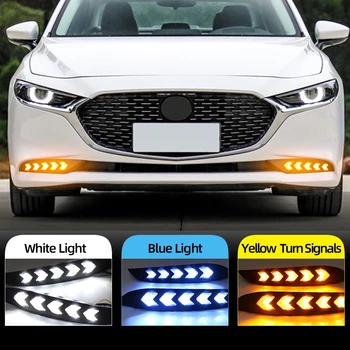 

Car Flashing 2Pcs LED Daytime Running Light For Mazda 3 Axela 2019 2020 12V Flow Yellow Turn Signal Light Bumper Lamp LED DRL