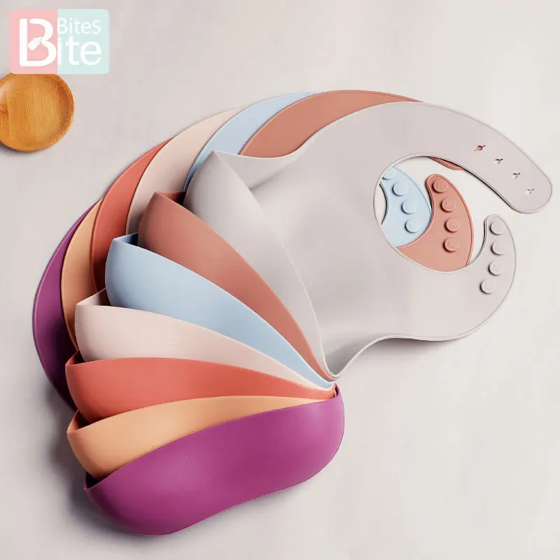 1pc Silicone Bibs Food Grade Silicone Baby Feeding Bibs Burp Cloths Bandana Drooling Aprons Breastplate Burp Cloths Baby Stuff