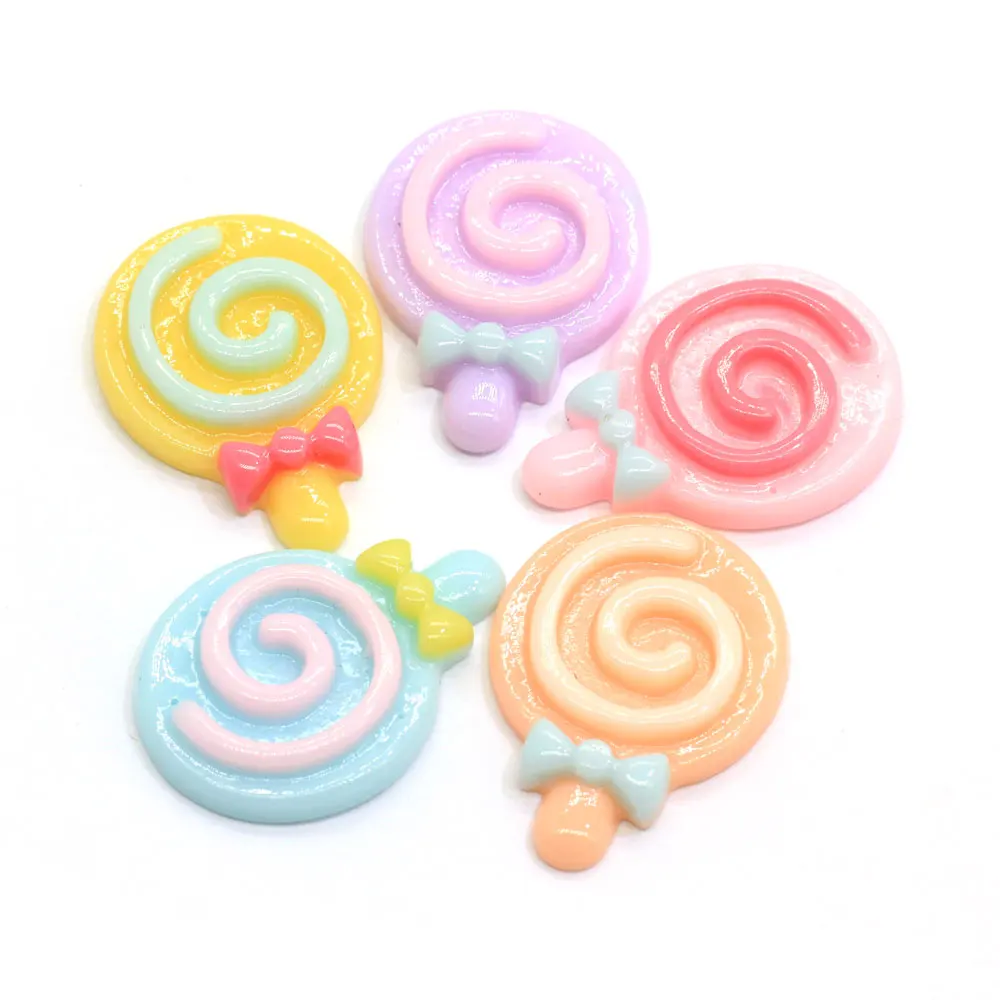 

New Mix Design Lollipop Candy Resin Flatback Cabochon DIY Handmade Material Home Decor Accessories Colorful Mix