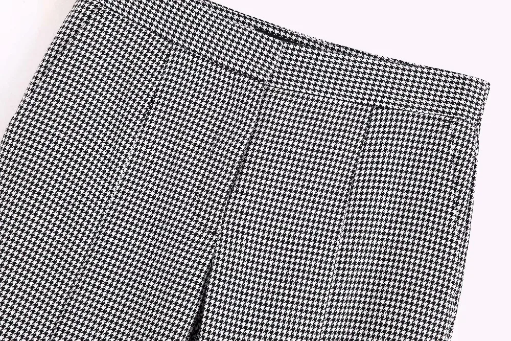 Увядшая английская Офисная Леди простая клетчатая твидовая ткань женские куртки блейзеры и вилка, открывающаяся одежда для ног брюки комплект из 2 предметов