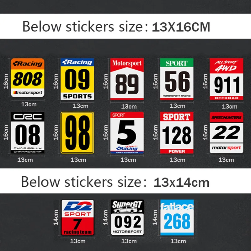 auto racing number decal