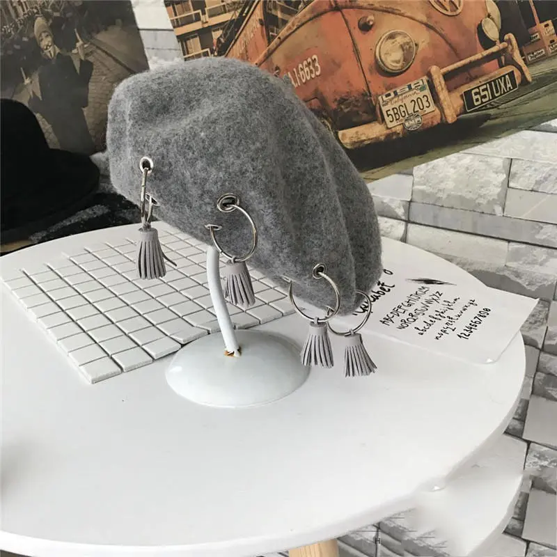 HG модное железное кольцо с кисточками, шляпа художника, новинка, Осень-зима, корейский стиль, винтажные береты, женская шапка, тренд, уличная, XJ1862