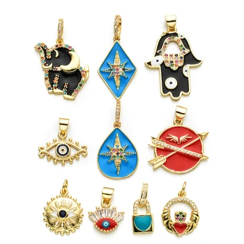 

1Pcs Zircon Palm Eye Charms Pendant For Women Handmade DIY Necklace Earrings Jewelry Accessories Making