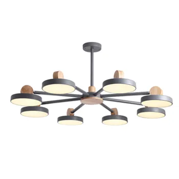 

Nordic Chandelier Iron wood LED Chandeliers Macaron Ceiling Chandelier Lighting Living Room Bedroom Light Fixture Hanging Lamp