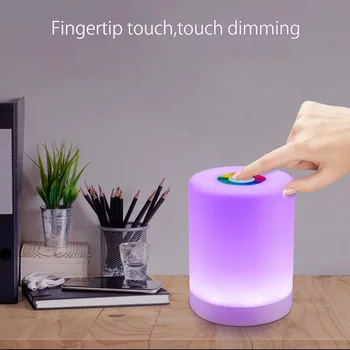 

LED Touch Control Night Light Dimmer Lamp Smart Bedside Lamp Dimmable RGB Color Change Rechargeable Smart With Hooks