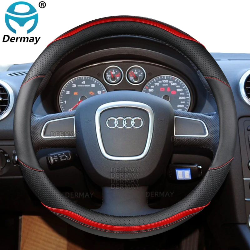 Coprivolante Dermay In Fibra Di Carbonio + Pelle Pu Per Accessori Auto Audi A3 8L S3
