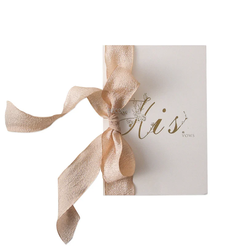 2 Pcs Wedding Favors Bride And Groom Vows Pink Oath Card Romantic Gold Key Decoration With Pen Book His & Her Photo Props