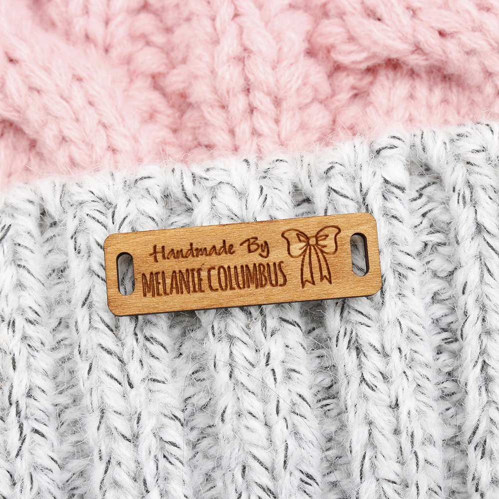 

Wooden labels, custom text, knit Tags, Logo or Text, custom engraving labels, Personalized Brand (WD3128)