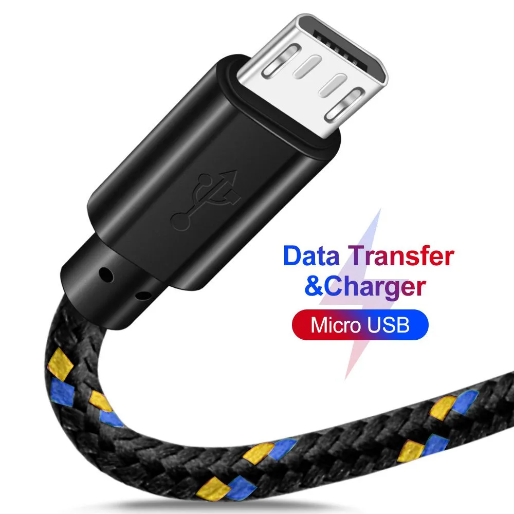 Нейлоновый Кабель Micro-USB в оплетке 1 м/2 м/3 м Синхронизация данных USB кабель зарядного устройства для samsung htc LG huawei xiaomi redmi кабели для телефонов Android