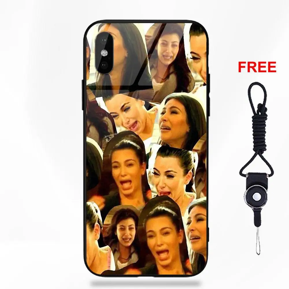 Закаленное стекло Capa Coque для Galaxy S8 S9 Plus для huawei Honor 7X P20 Lite mate 10 Pro Redmi 5 Note 5A 6 Ким Кардашьян плач - Цвет: as picture