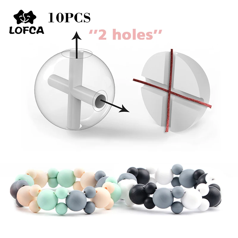 LOFCA 4 Holes 15mm Round Bead Food Grade Silicone Baby Teethers Accessories For Pacifier Teething Necklace Chew Jewelry Beads | Мать и
