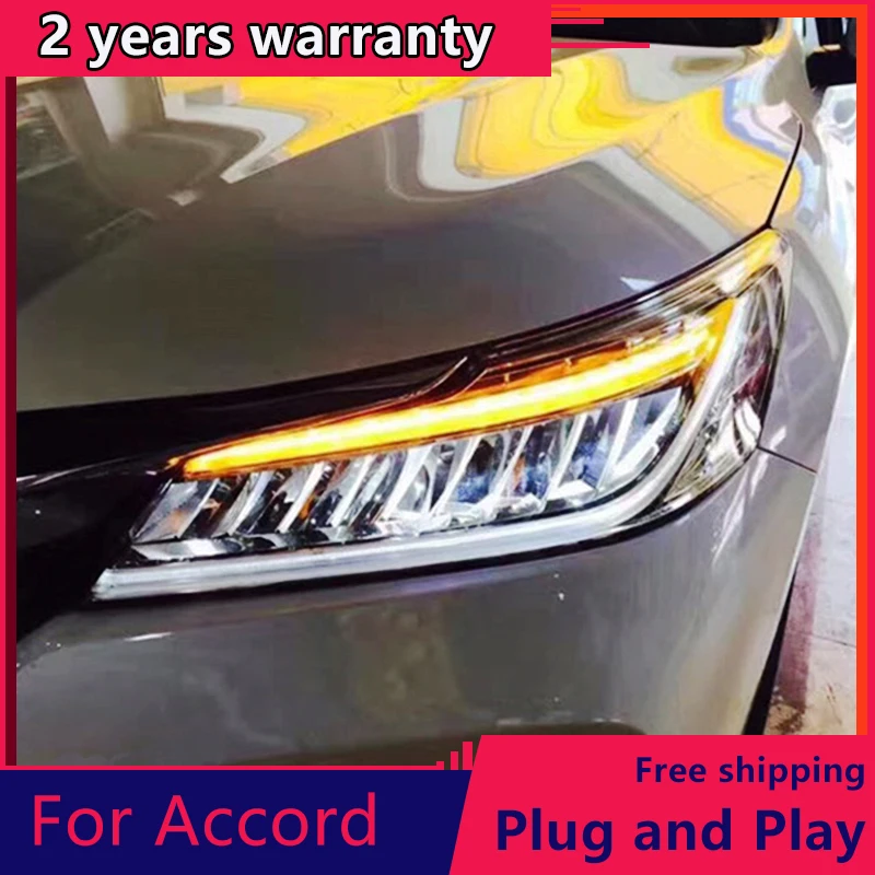 KOWELL car styling for Honda Accord 10th Headlights 2016 2017 LED High Beam Low With Yellow Turning Signal Bar | Автомобили и