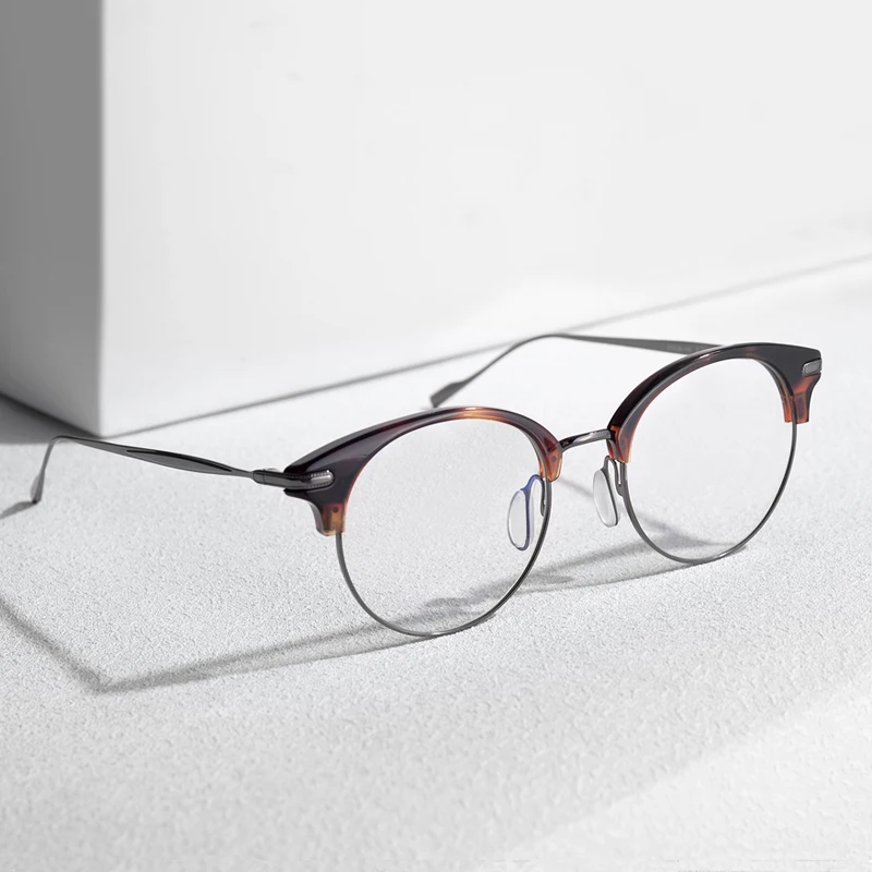 

High Quality Vintage Round Titanium Acetate Glasses Frame Men Prescription Eyeglasses Women Myopia Optical Eyewear Oculos