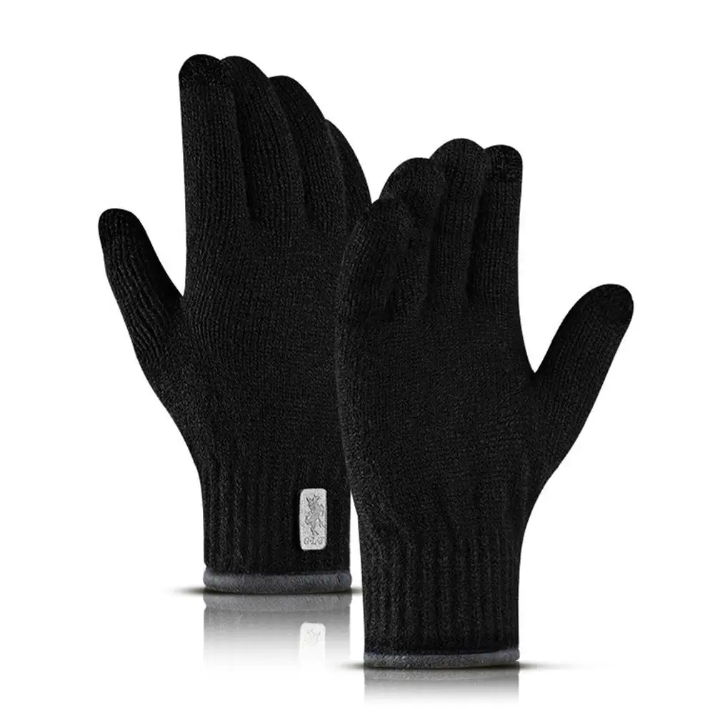 Зимние осенние мужские вязаные перчатки с сенсорным экраном, высокое качество, мужские утолщенные теплые шерстяные кашемировые