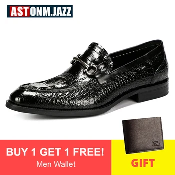 

Men's Leather Casual Shoes' Oxfords Shoe Genuine Leather Shoes Men Formal Loafers Emboss Crocodile Casual Shoes Men Size 46 45