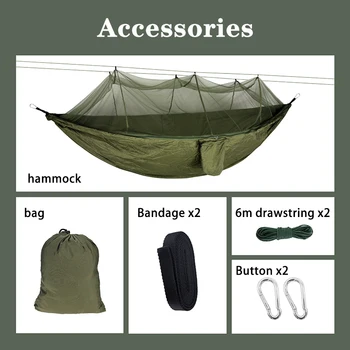 

1Set Sleeping Bed Outdoor Camping for Double Person Ultralight 210T Nylon Mosquito Net Portable Parachute Hammock