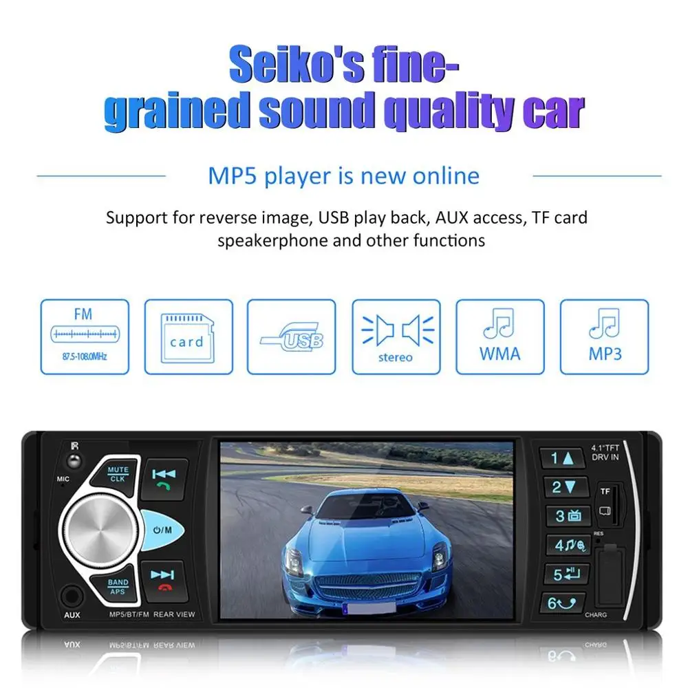 

4022D 4.1 Inch High-Definition Color Screen Hands-Free Car Mp5 Player Card U Disk Radio Reversing Car Player