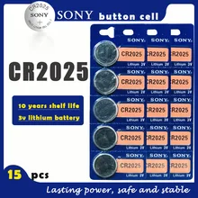 15 Pçs/lote SONY Originais CR2025 3V Baterias De Lítio Botão Célula de Bateria CR 2025 para o Relógio de Brinquedo Remoto Controle de Computador Calculadora