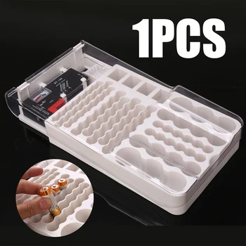 

1pc Battery Storage Organizer Case High Capacity hold 93 Common Shapes Plastic Batteries Box Holder With Cover Removable Tester